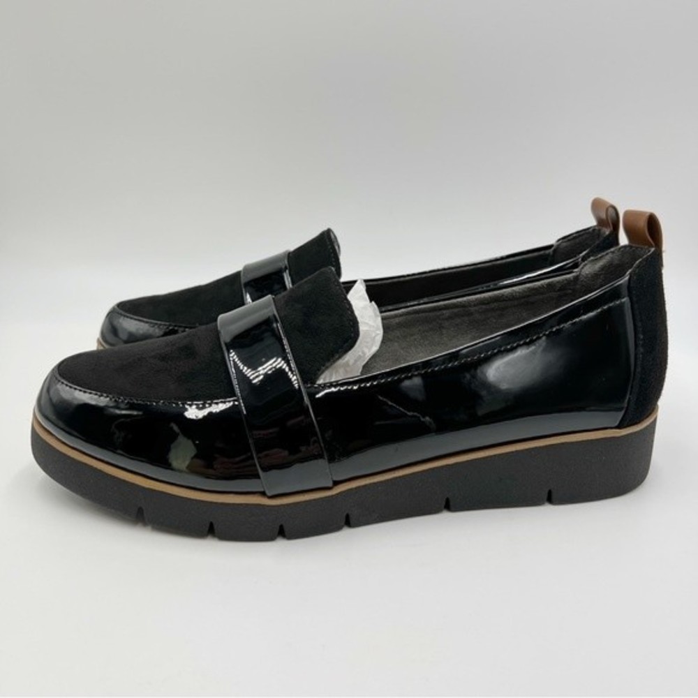 Dr Scholls Women's Webster Black Faux Suede & Patent Slip On Loafers Shoes 8.5 - Picture 5 of 13